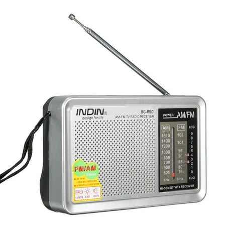 INDIN HIFI Stereo AM/FM Battery Operated Portable Pocket Radio - Best Reception and Longest Lasting Compact Transistor Radios Player Mono Headphone (Best Dab Radio For Poor Reception Areas)