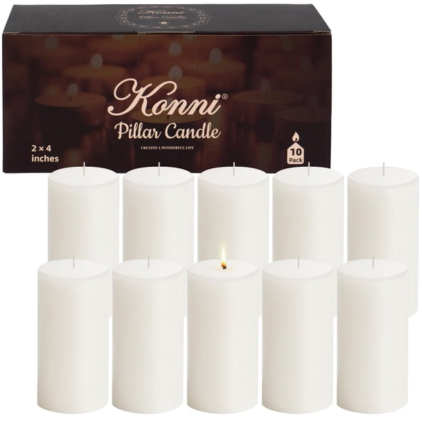 Pillar Candles KONNI, 10 unidades, color blanco, 5 x 10 cm, sin perfume, 400 g