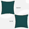 thumbnail image 3 of Fotbe Black And Teal Checkerboard Pattern Velvet Decorative Throw Pillow Covers with Elegant Piping, Soft Plush Cushion Cover for Sofa, Bed, Car, Office-18"x18", 3 of 8