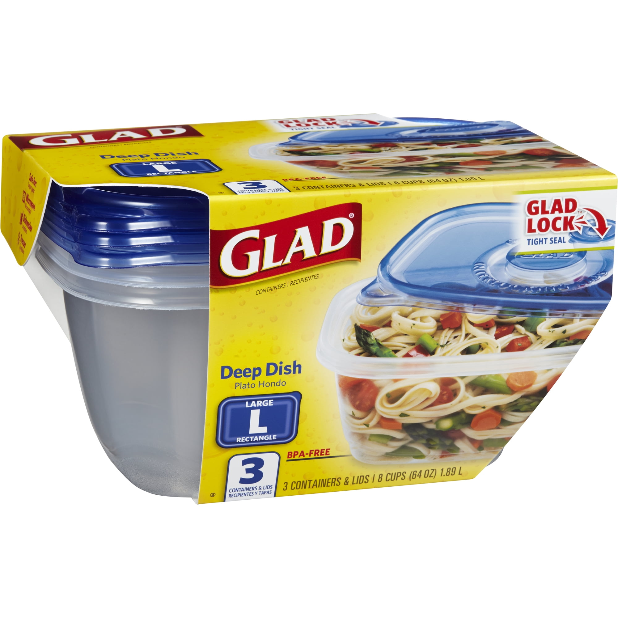 Glad Food Storage Containers Deep Dish Container 64 Ounce 3