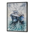 thumbnail image 3 of Designart 'Blue Fishing Boats Before A Storm Anchored' Nautical & Coastal Framed Canvas Wall Art Print, 3 of 5