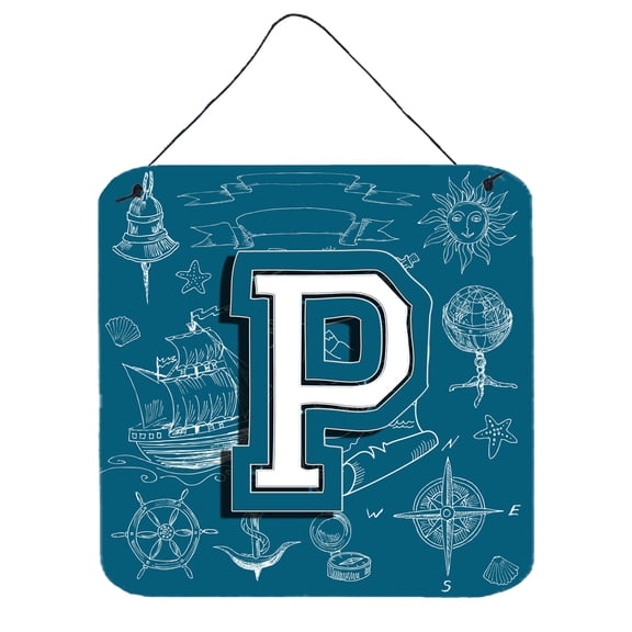 Carolines Treasures CJ2014-PDS66 Letter P Sea Doodles Initial Alphabet Wall or Door Hanging Prints 6HX6W multicolor