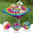 thumbnail image 4 of Rainbow Tie Dye Radial Pattern Square Fitted Tablecloth with Elastic Edge,Square Table Cover,Washable Elastic Table Cover for Home Kitchen Party Decor 34"x34", 4 of 6