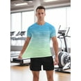 thumbnail image 2 of APTRO Men's and Big Men's Workout Shirt Athletic Core Shirt Quick Dry Moisture Wicking Short Sleeve Performance T-Shirt Gradient Blue Green,Sizes S-3XL, 2 of 7