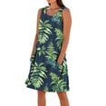 thumbnail image 2 of Jesvior Tshirt Dress Women Crew Neck Solid Knee Length Sleeveless Beach Floral Cotton Linen Dress Cotton Linen Dress Casual Loose Beach Vacation Clothes, 2 of 5