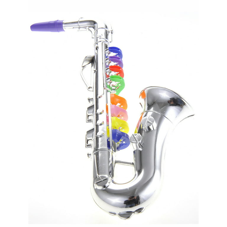 Musical 8 Notes Simulation Mini Saxophone Instruments with 8 colored for  Children Ages 3+ Silver B 