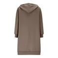 thumbnail image 5 of Long Zip Up Hoodie Women Oversized Zip Up Knee Length Tunic Sweatshirts Fall Casual Long Sleeve Hooded Jackets with Pockets 2025 Winter Option Khaki XL, 5 of 9