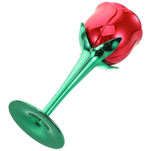 HONMEET Red Rose Wine Glass Plastic Reusable Floral Design with Stem for Home Parties