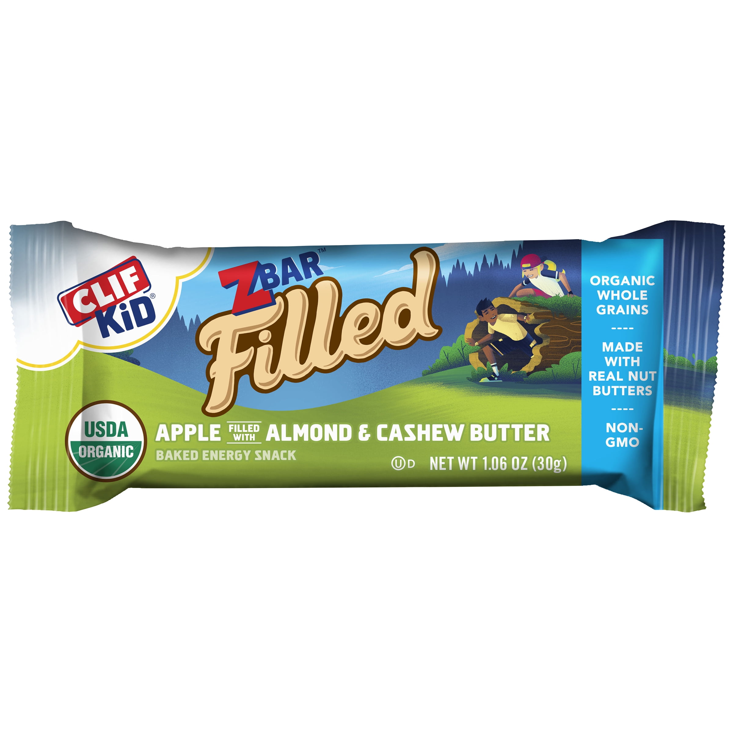 CLIF Kid Zbar Filled Organic Granola Bars, Kids Snacks, Apple with Almond & Cashew Butter, 5 Ct, 1.06 oz