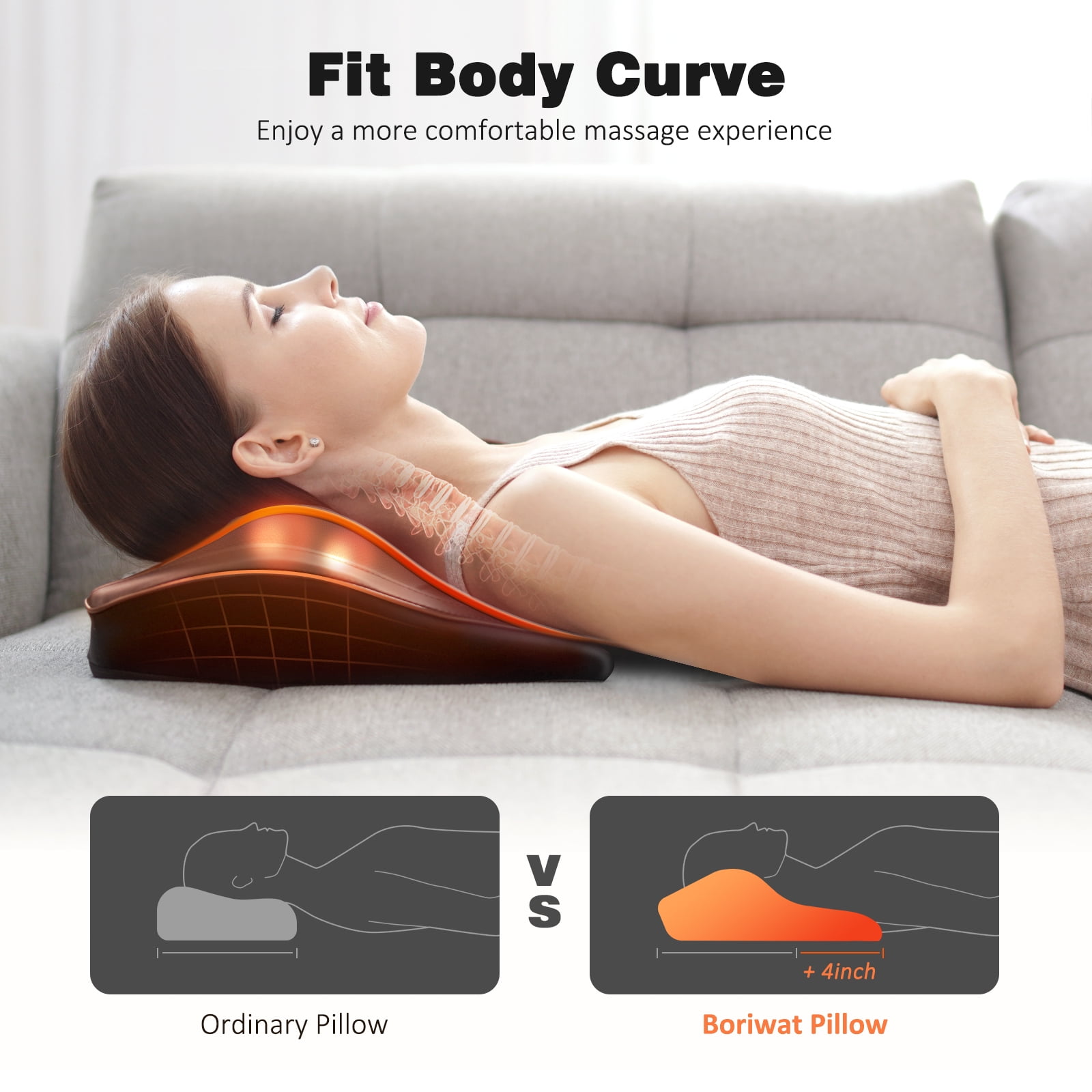 COSYSKY Neck & Back Massager with Heat — Shiatsu Deep-Kneading Massage Pillow, Black — Gift for Women & Men