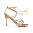 thumbnail image 3 of BLISSFUL STEP Women's Open Toe Strappy Straps Prom Stiletto Heels Sandals Rose Gold 7, 3 of 7