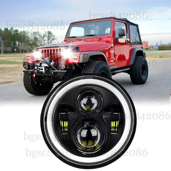 7"Round 105W Led Hi/Lo Halo DRL Turn Signal Headlight for Jeep Wrangler JK TJ LJ
