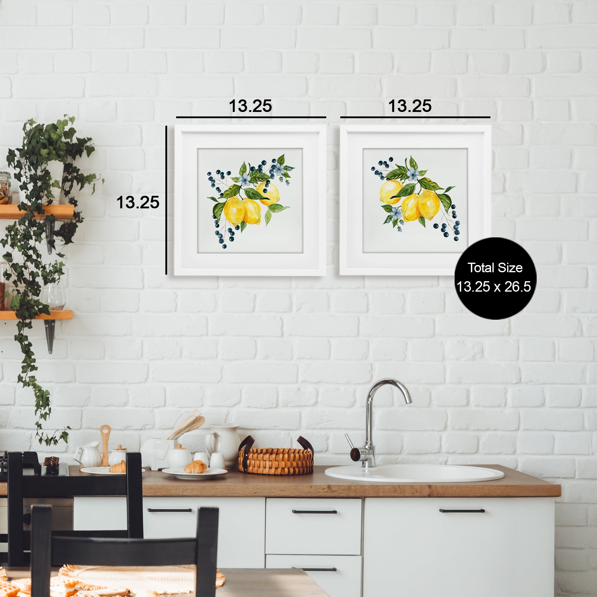 Stupell Industries Citrus & Berries Cluster 2 Piece White Framed Print Under Glass Set, design by Livi Finn