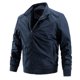 thumbnail image 2 of Chaquetas Hanzidakd para hombre, abrigos de invierno y otoño, manga larga, color liso, cuello alto, bolsillo con cremallera completa, ligeras, gabardinas holgadas, cárdigan informal, tops, azul M, 2 of 3