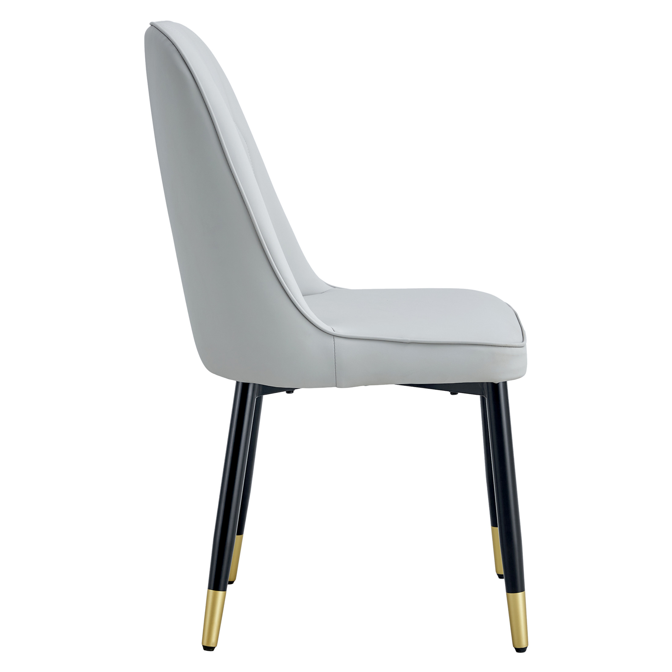 Noble House 35" Modern Dining Chairs, Thick Padded PU Leather Seat & Back Side Chairs, Metal Legs, Light Gray, Set of 2