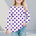 thumbnail image 6 of vdgthytj Girls Long Sleeve Shirts Kids Trendy Polka Dots Printed Round Neck Basic Tee Tops Fall Clothes, 6 of 7