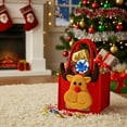 thumbnail image 4 of Reusable Felt Christmas Gift Bag - 5 Styles (Santa/Elk/Snowman), 3.74in Square, Christmas Eve Apple/Candy Packaging with Handle, Transparent Panel Holiday Decor, 4 of 6
