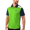 thumbnail image 4 of Men's MSX by Michael Strahan Neon Green/College Navy Seattle Seahawks Challenge Color Block Performance Polo, 4 of 4