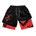 thumbnail image 5 of Pantalones cortos de gimnasio para hombre y mujer, Shorts deportivos de secado rápido con estampado 3D de Manga, 2 en 1, para verano, 5 of 5