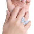 thumbnail image 4 of Butterfly Petite Dainty Thumb Ring Lab Created White Opal Ring 925 Sterling Silver size 8, 4 of 4