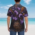 thumbnail image 4 of Honeii Ornate Purple Floral Vase Print Men’s Hawaiian Shirt,Classic Button-Down Short Sleeve Shirt, for Beach, Vacation, and Outdoor Activities,3X-Large, 4 of 7
