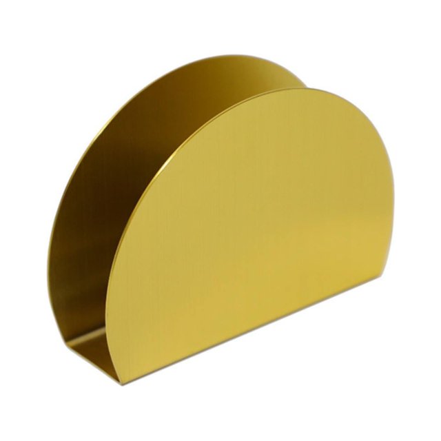 Gold Stainless Steel Semicircle Vertical Paper Towel Rack Hand Drawn Metal Paper Towel Seat Hotel Restaurant Napkin Seat