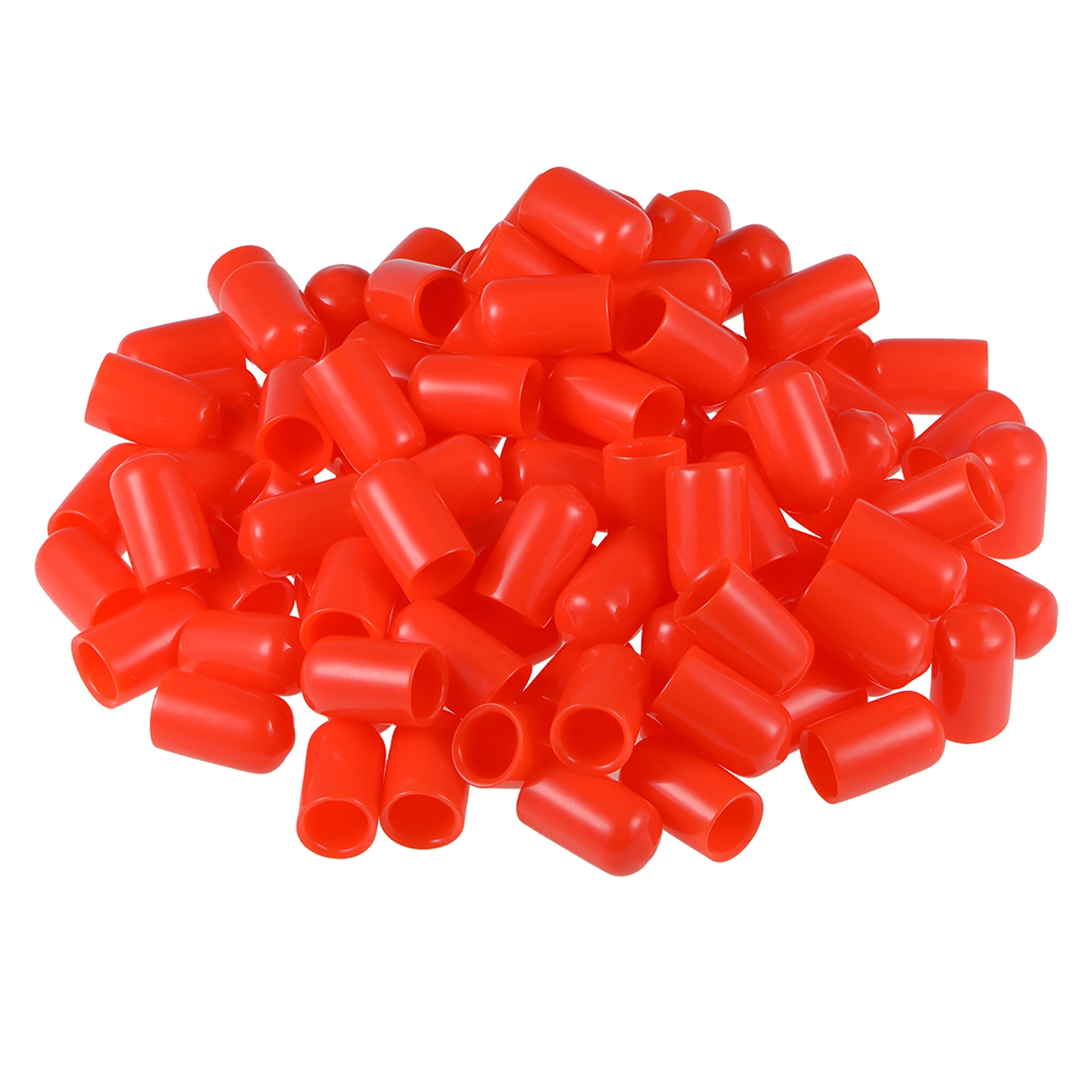 Rubber End Caps, 10mm ID 24.5mm Length Round End Cap Cover Red Screw Thread Protectors 100pcs