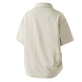 thumbnail image 5 of Men's Solid Color Work Shirt Polyester | Casual Button Down Short Sleeve Shirt Three-Quarter Loose Fit Pockets Button-Down Collar Breathable Daily Office Business | Zenithor,Beige L, 5 of 9