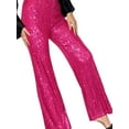 thumbnail image 6 of Women Sequins Wide Leg Pants Shiny Loose Casual Elastic High Waist Trousers, 6 of 10