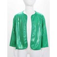 thumbnail image 2 of XUNZOO Kids Girls Sequin Tops Metallic Short Sleeve Bolero Shrug Open Front Cardigan Pageant Party Fancy Dress Up Green 100, 2 of 7