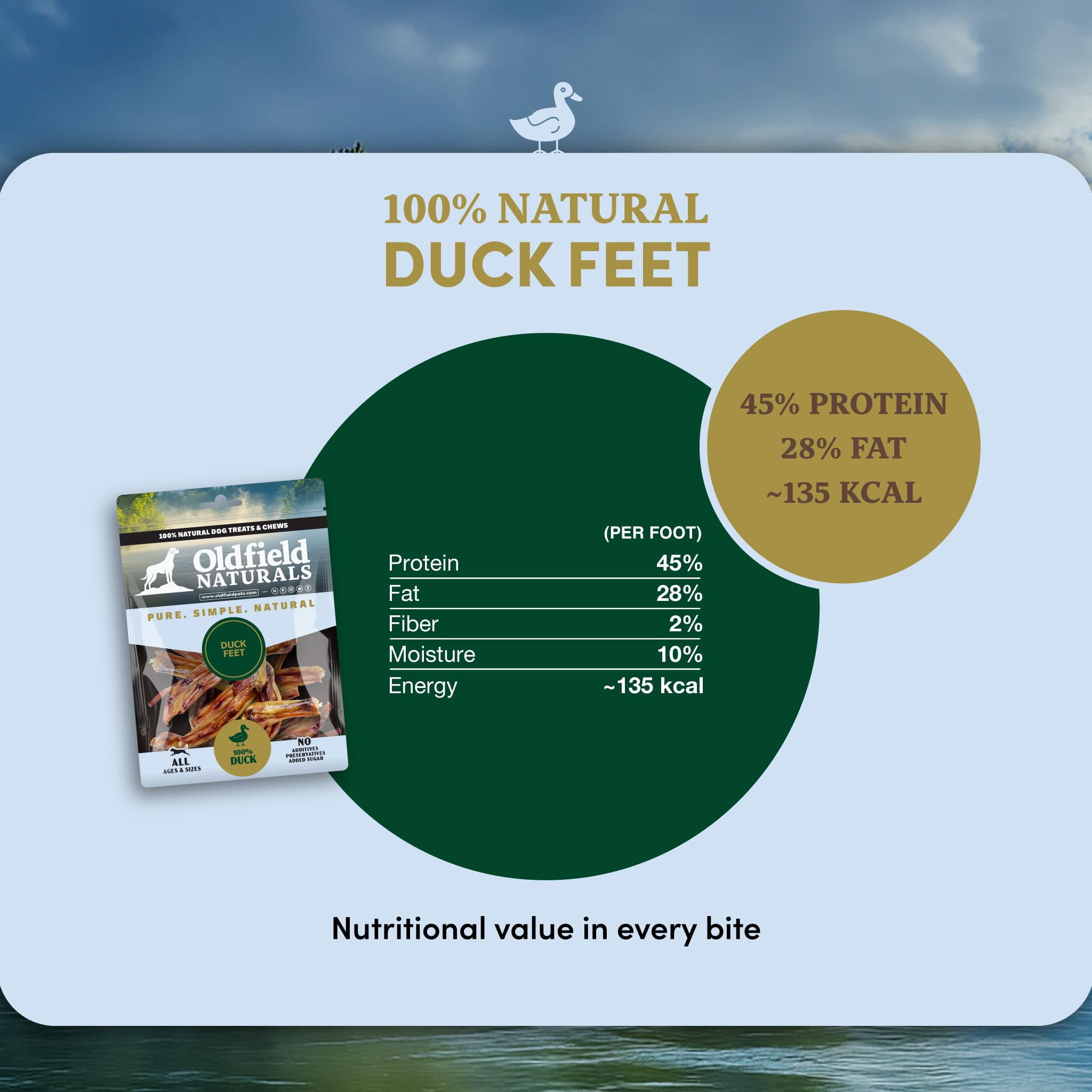 Oldfield Naturals Duck Feet Dog Treats, Dehydrated Duck Feet for Dogs, Single Ingredient Duck Dog Chews, Crunchy Natural Dog Snacks for Picky Dogs, 4 lb 6 oz Bulk Bag, All Breeds