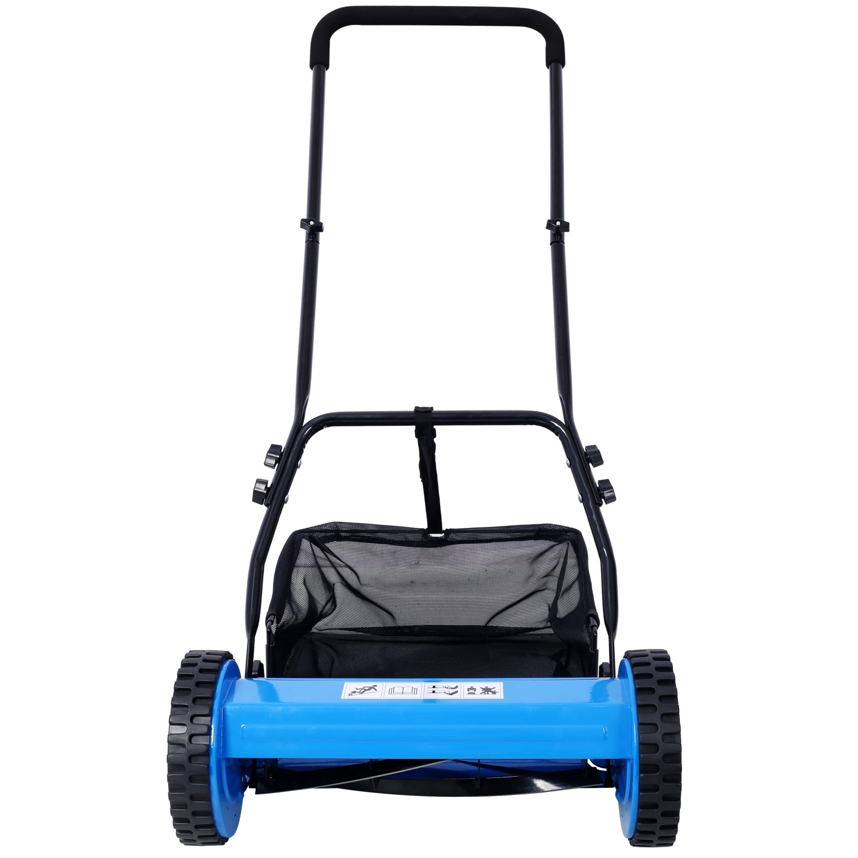 14-Inch 5-Blade Push Reel Lawn Mower with Grass Catcher, Eco-Friendly Silent Mower with Adjustable Blade Height, for Yards, Lawns, Blue