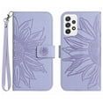 thumbnail image 2 of Feishell Slim Wallet Case for Samsung Galaxy A73 5G,for Men Women,Sunflower Embossed Pattern PU Leather Flip Cover Magnetic Closure Folio Card Slots Kickstand Phone Case with Hand Strap,Lightpurple, 2 of 11