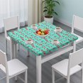 thumbnail image 3 of Turquoise Christmas Gnome Pattern Square Fitted Tablecloth with Elastic Edge,Square Table Cover,Washable Elastic Table Cover for Home Kitchen Party Decor 34"x34", 3 of 6