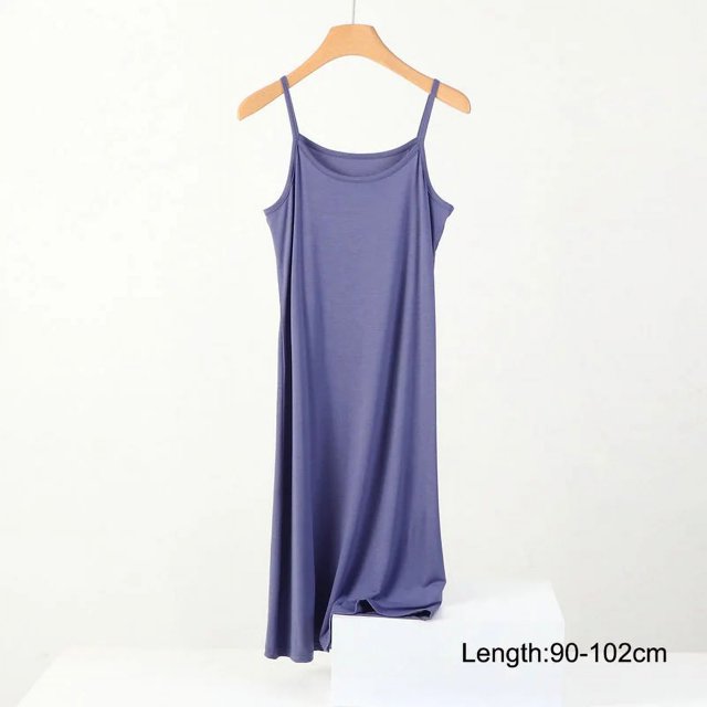 Combinaison Sans Couture en Soie Glacée pour Femmes Été Grande Taille Jupon Sans Manches Combinaison Intérieure Robes en Modal