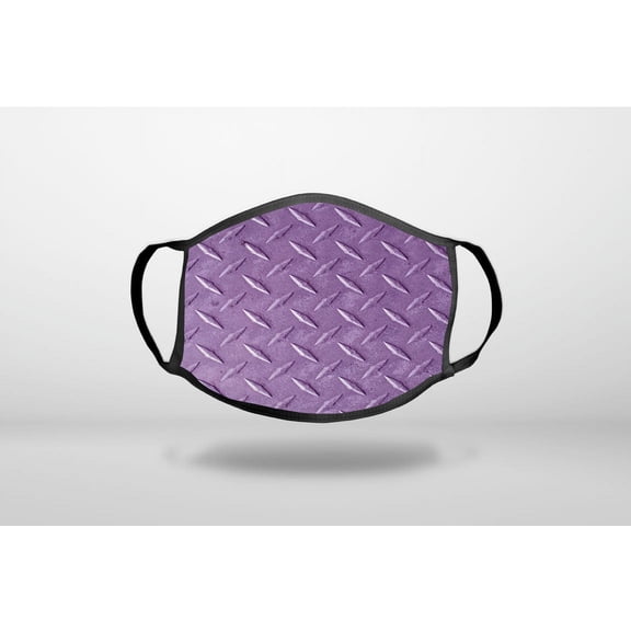 Purple Diamond Plate Steel Image Print - 3-Ply Reusable Soft Cloth Face Covering, Unisex, Cotton Inner Layer
