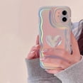 thumbnail image 6 of Holographic Heart Phone Case Compatible with iPhone 12 Pro Max, Cool Laser 3D Love Heart Phone Case, Curly Wave Shape Sparkly Phone Cover for Women Girls, 6 of 6