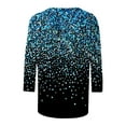 thumbnail image 3 of Women Causal T-shirt Sparkle Sequin Printed 3/4 Sleeve Crewneck Pullover Dressy Glitter Loose Tunic Tee, 3 of 4