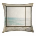 thumbnail image 1 of Beach Theme Decor Throw Pillow Cushion Cover, Apartment Scenery with Wavy Sea Ocean Coastal Home Design, Decorative Square Accent Pillow Case, 20 X 20 Inches, White Black and Light Blue, by Ambesonne, 1 of 2