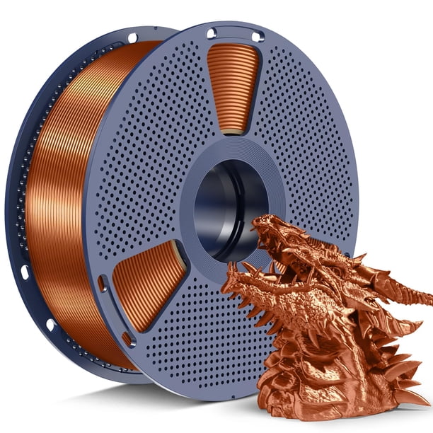 Filamento SUNLU Silk PLA+ de 1,75 mm, color bronce, acabado brillante similar al cromo, textura de seda suave, fórmula mejorada para una impresión estable, filamento para impresora 3D PLA Plus de 1 kg
