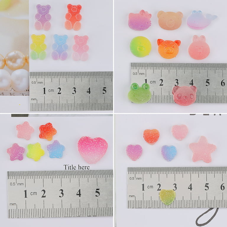 50 Pieces Nail Glitter Gummy Bear Charms,Resin Flatbacks Candy Bear Charms  for Slime Nails DIY Craft Scrapbooking Phone Case Doll House Stationery Box