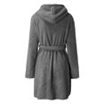 thumbnail image 4 of VISgogo Mujer Otoño Invierno Camisón De Felpa Color Sólido Manga Larga Con Capucha Ropa De Dormir Con Cinturón VISgogo moda, 4 of 5