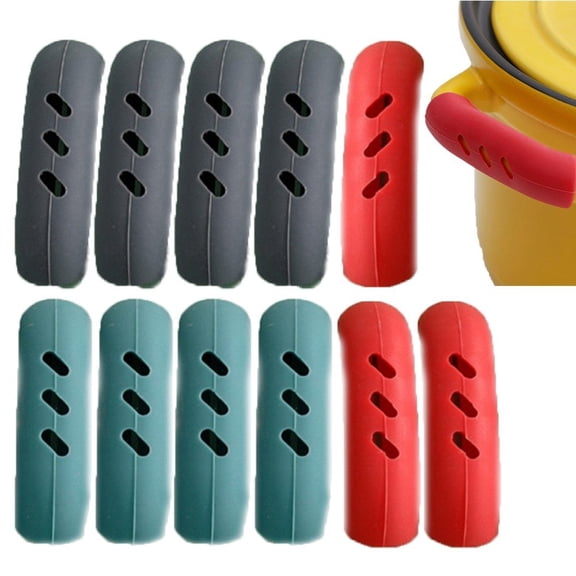 Silicone Hot Handle Holder 12pcs Pan Handle Heat Protector Non-slip Pan Handle Cover Grips for Kitchen Cooking Accessories