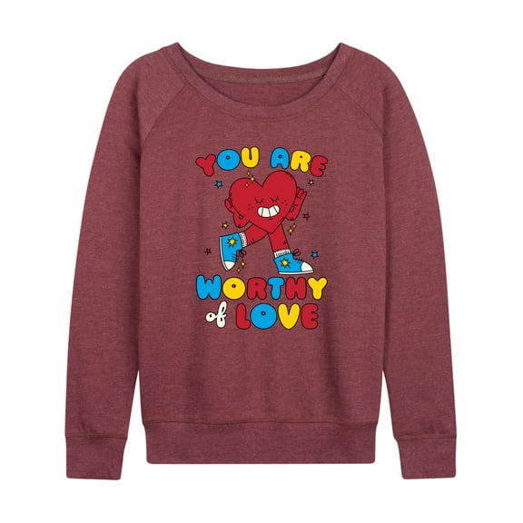 Instant Message - Inspiration - You Are Worthy Of Love - Women's Lightweight French Terry Long Sleeve Shirt