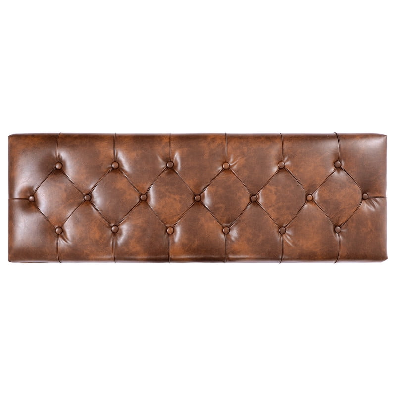 Dycanpo 50.8" Faux Leather Storage Ottoman Bench Storage Chest for Bedroom,Entryway,Red-brown