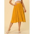 thumbnail image 5 of MODA NOVA Juniors Polka Dots Elastic Waist Flowy A-Line Midi Pleated Skirt, 5 of 6