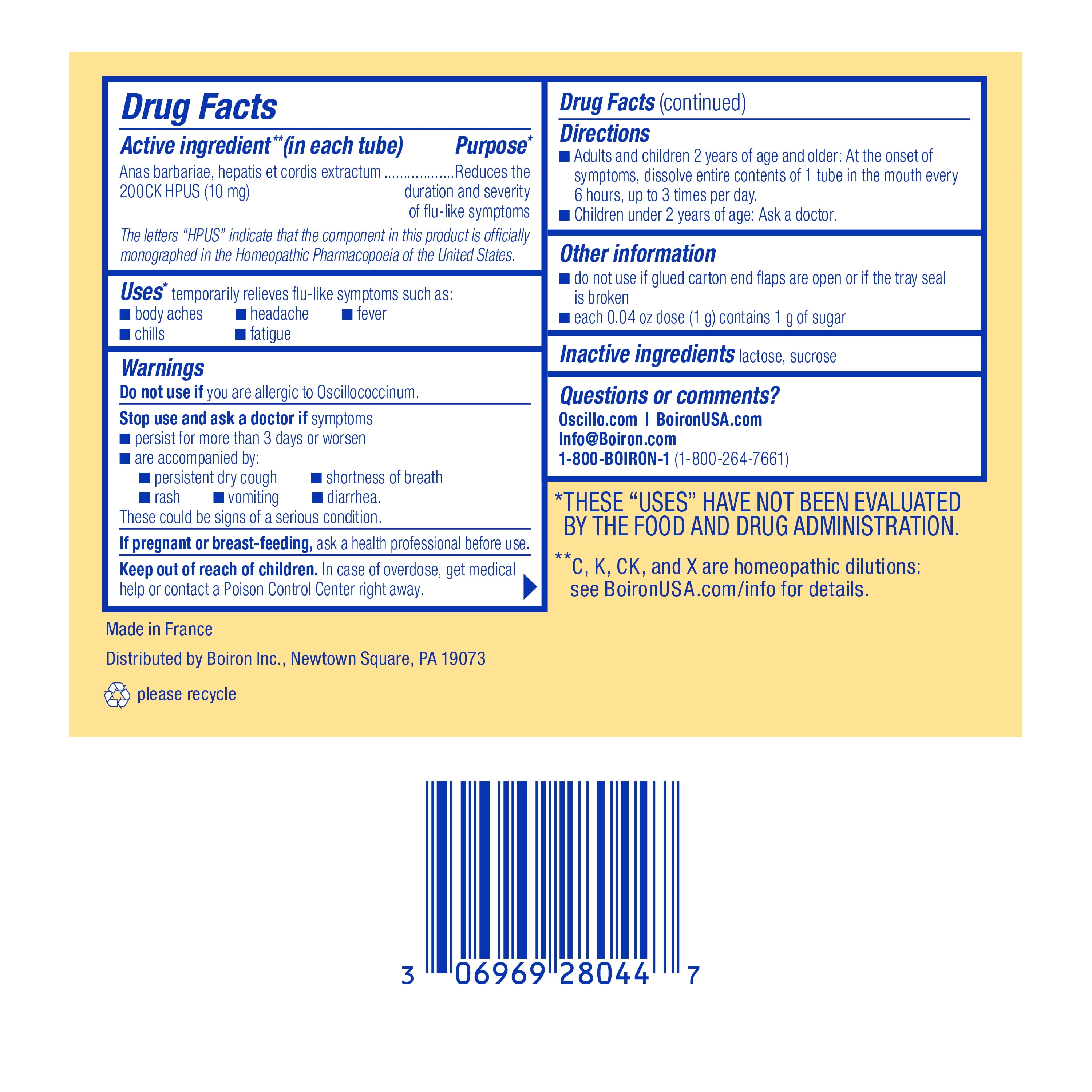 Boiron Oscillococcinum Homeopathic Medicine for Flu-like Symptoms, 24 Count