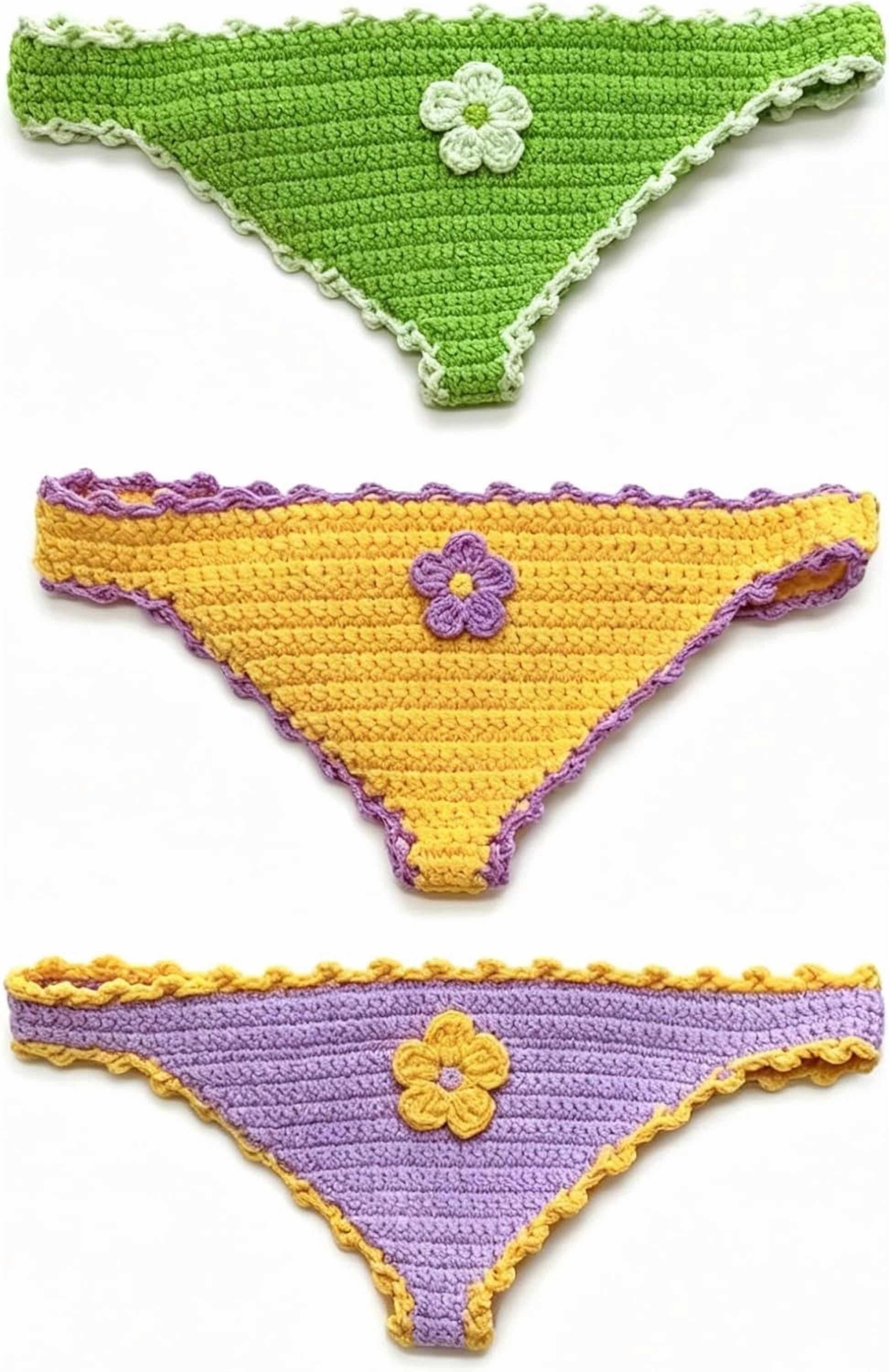 Handmade Crochet Bikini Bookmarks Funny Underwear Shaped Bookmark Page Holder for Books Unique Gag Gift for Book Lovers (Green)