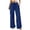Blue, variant on Womens Wide Leg Pants Plus Size Elastic Tie Knot Lounge Pants Loose Trousers with Pockets Green XL