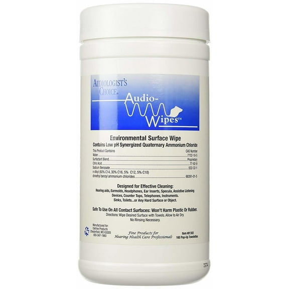 Audiowipes Towelettes - Large Canister of 160 wipes (Model 01302)